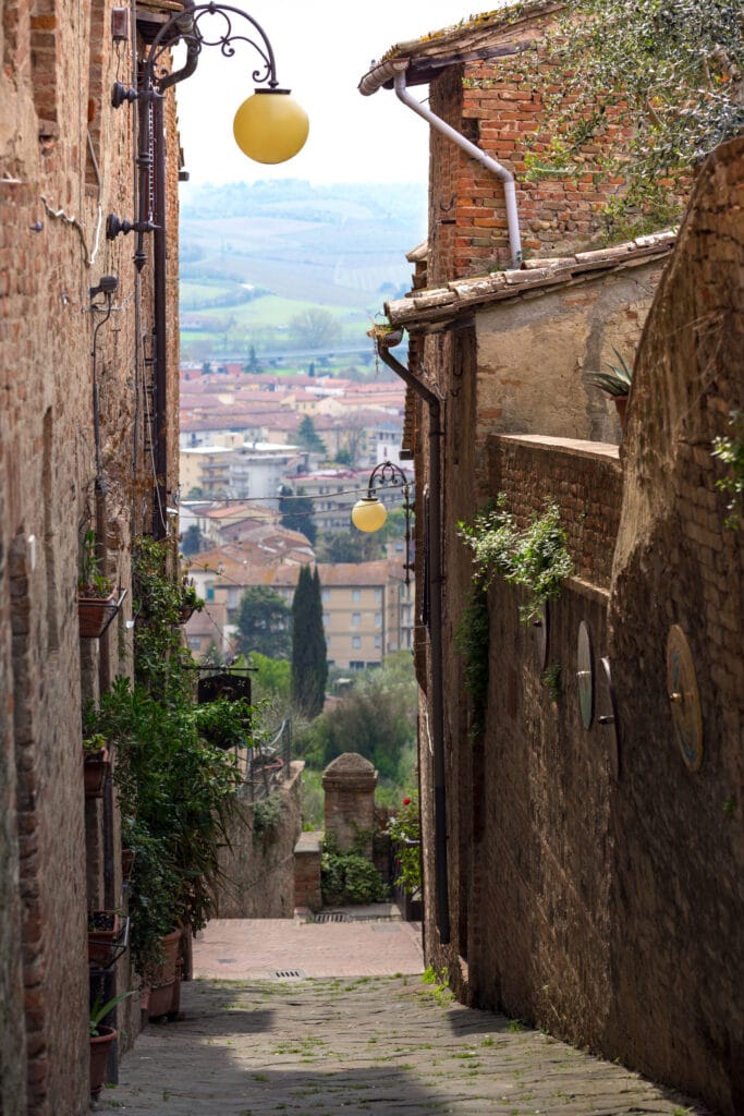 View of the streets in the old  famous city of Certaldo. Tuscany, Italy